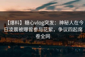 【爆料】糖心vlog突发：神秘人在今日凌晨被曝曾参与花絮，争议四起席卷全网