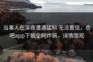 当事人在深夜遭遇猛料 无法置信，杏吧app下载全网炸锅，详情围观