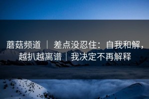 蘑菇频道 ｜ 差点没忍住：自我和解，越扒越离谱｜我决定不再解释