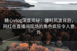 糖心vlog深度揭秘：爆料风波背后，网红在直播间现场的角色疯狂令人意外