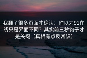 我翻了很多页面才确认：你以为91在线只是界面不同？其实前三秒钩子才是关键（真相有点反常识）