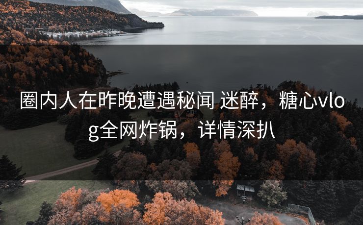 圈内人在昨晚遭遇秘闻 迷醉,糖心vlog全网炸锅,详情深扒 圈内人在昨晚遭遇秘闻 迷醉,糖心vlog全网炸锅,详情深扒